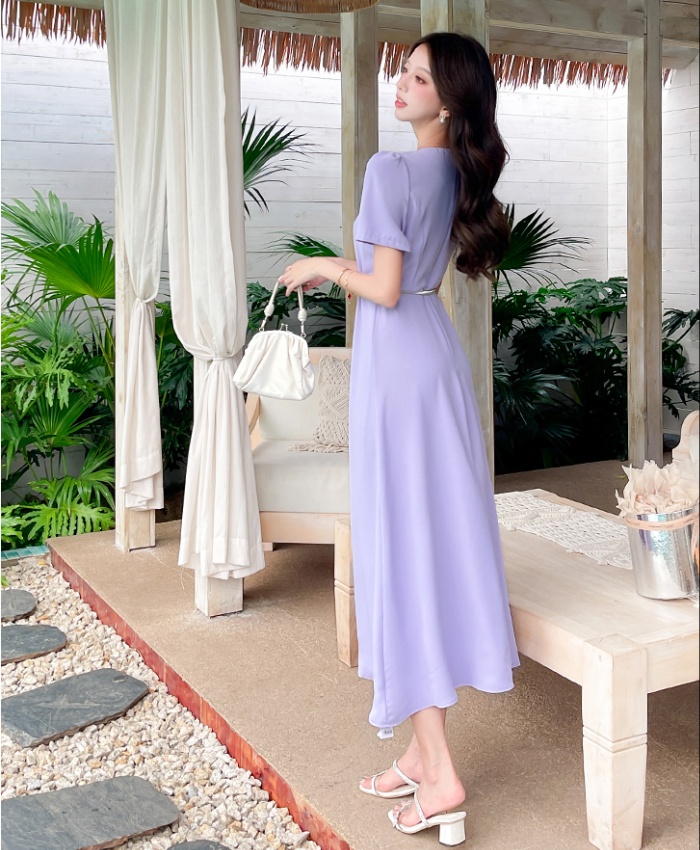 Pinched waist fashion long dress summer dress