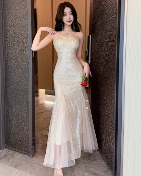 Preside mermaid dress sling wrapped chest evening dress