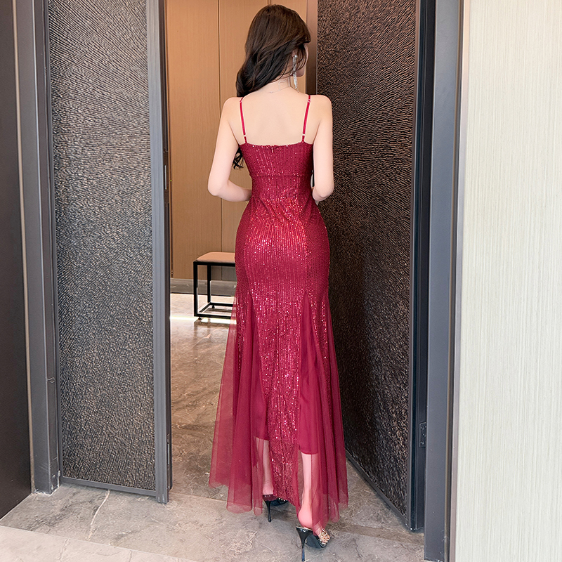 Preside mermaid dress sling wrapped chest evening dress