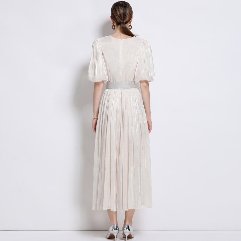 European style slim dress crimp long dress