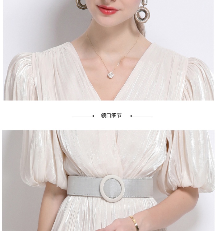 European style slim dress crimp long dress