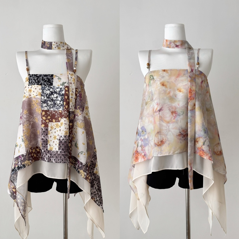 Sling niche shirt Western style irregular tops for women