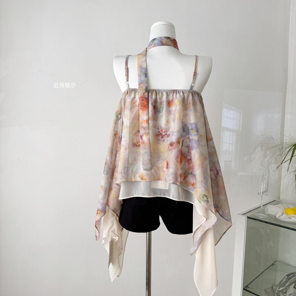 Sling niche shirt Western style irregular tops for women