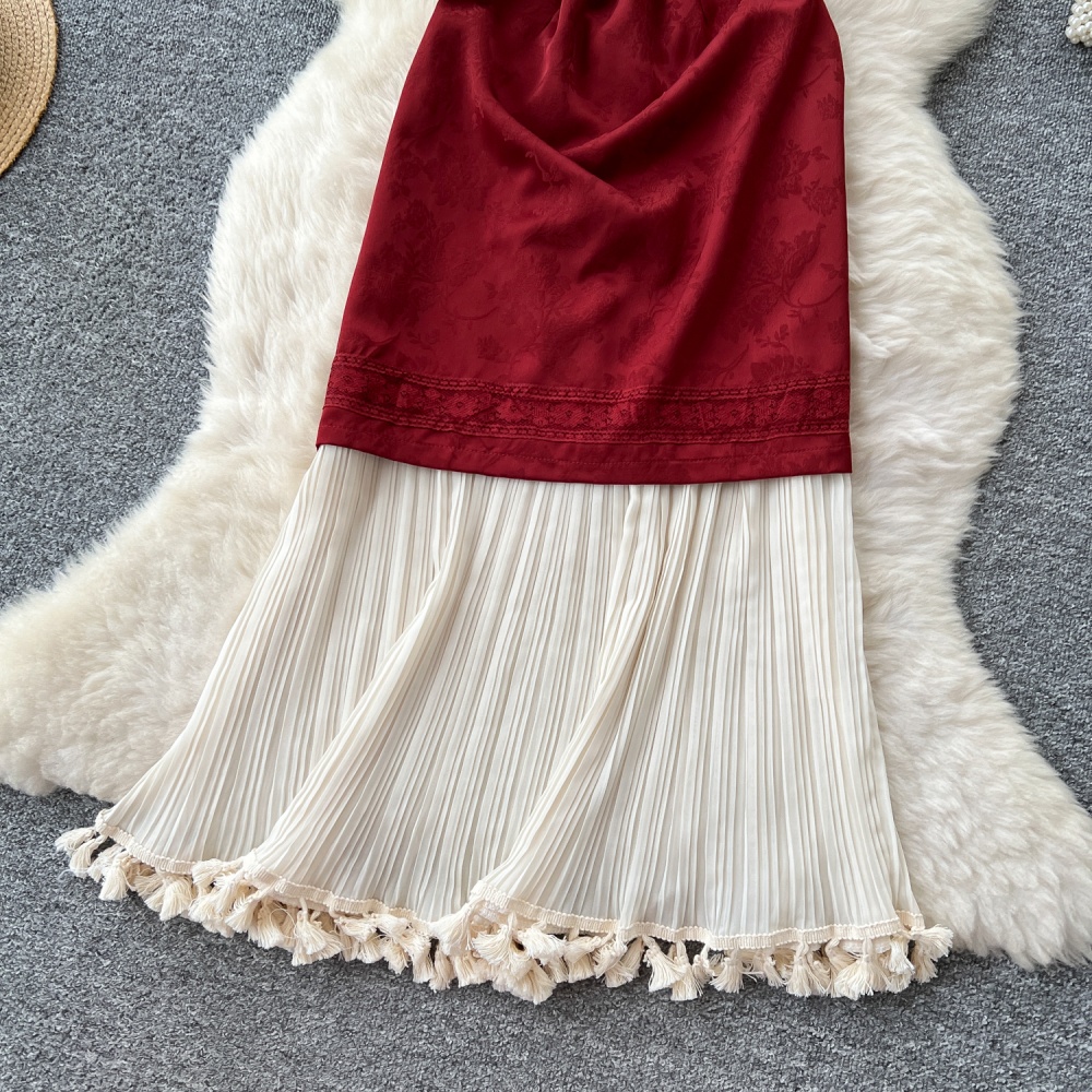 Fashion crimp dress cstand collar long dress for women