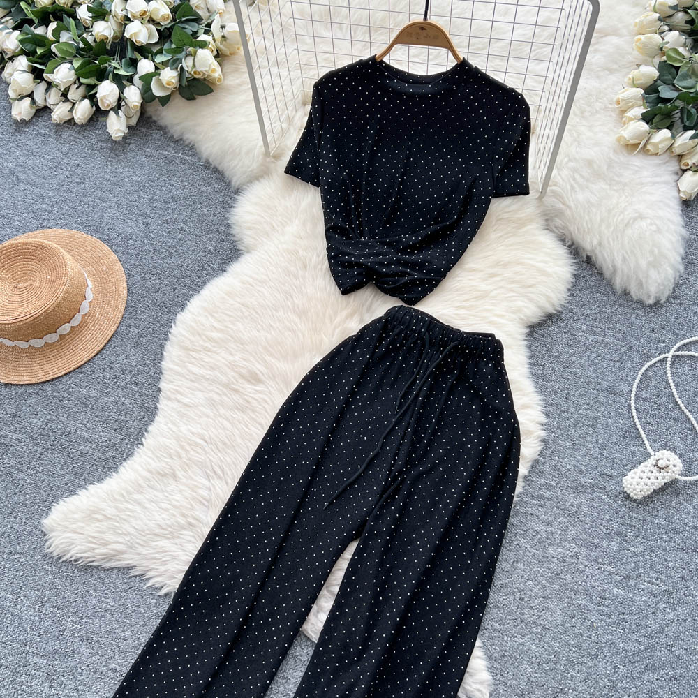 Wide leg pants 2pcs set for women