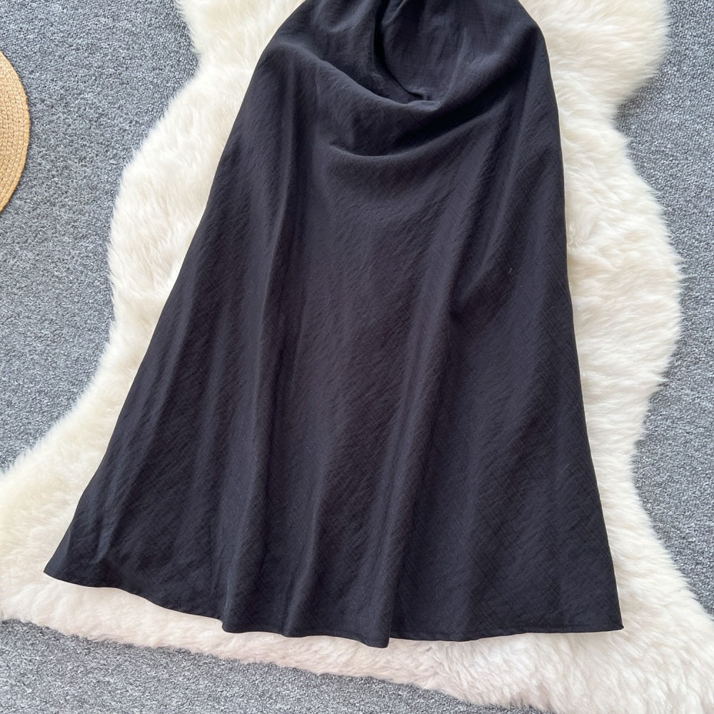 Sling pinched waist temperament France style slim bow dress
