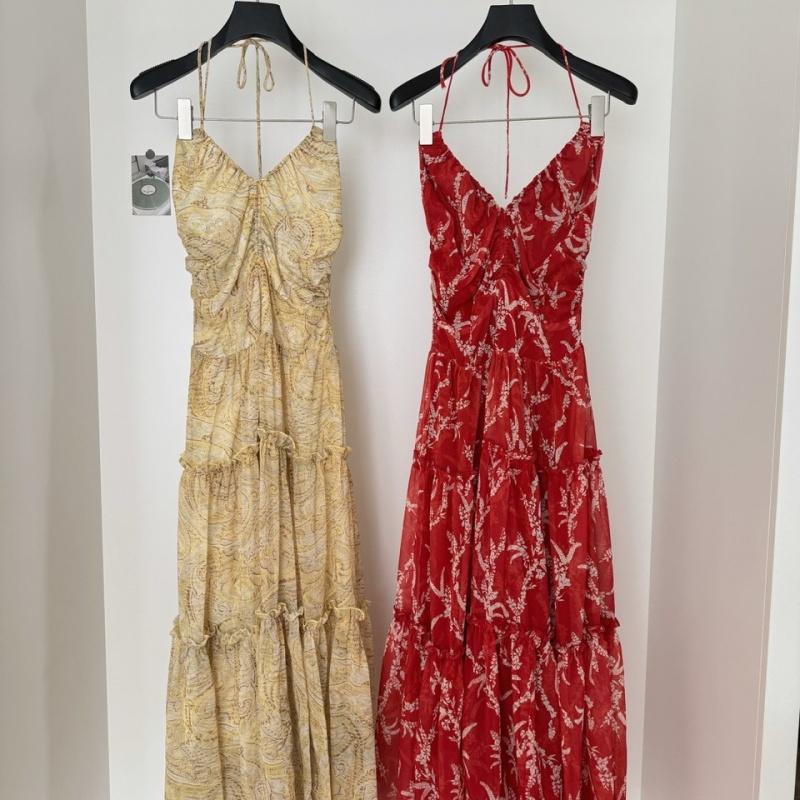 France style halter dress V-neck long dress for women