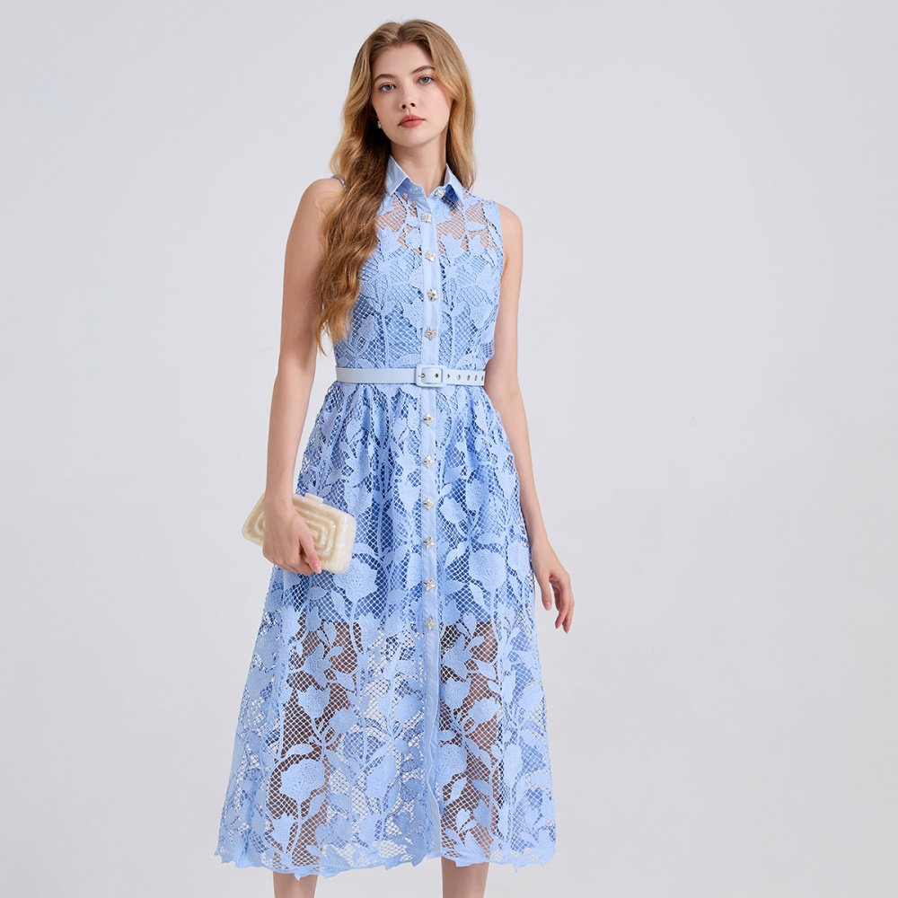 Summer pinched waist diamond A-line slim mixed colors dress