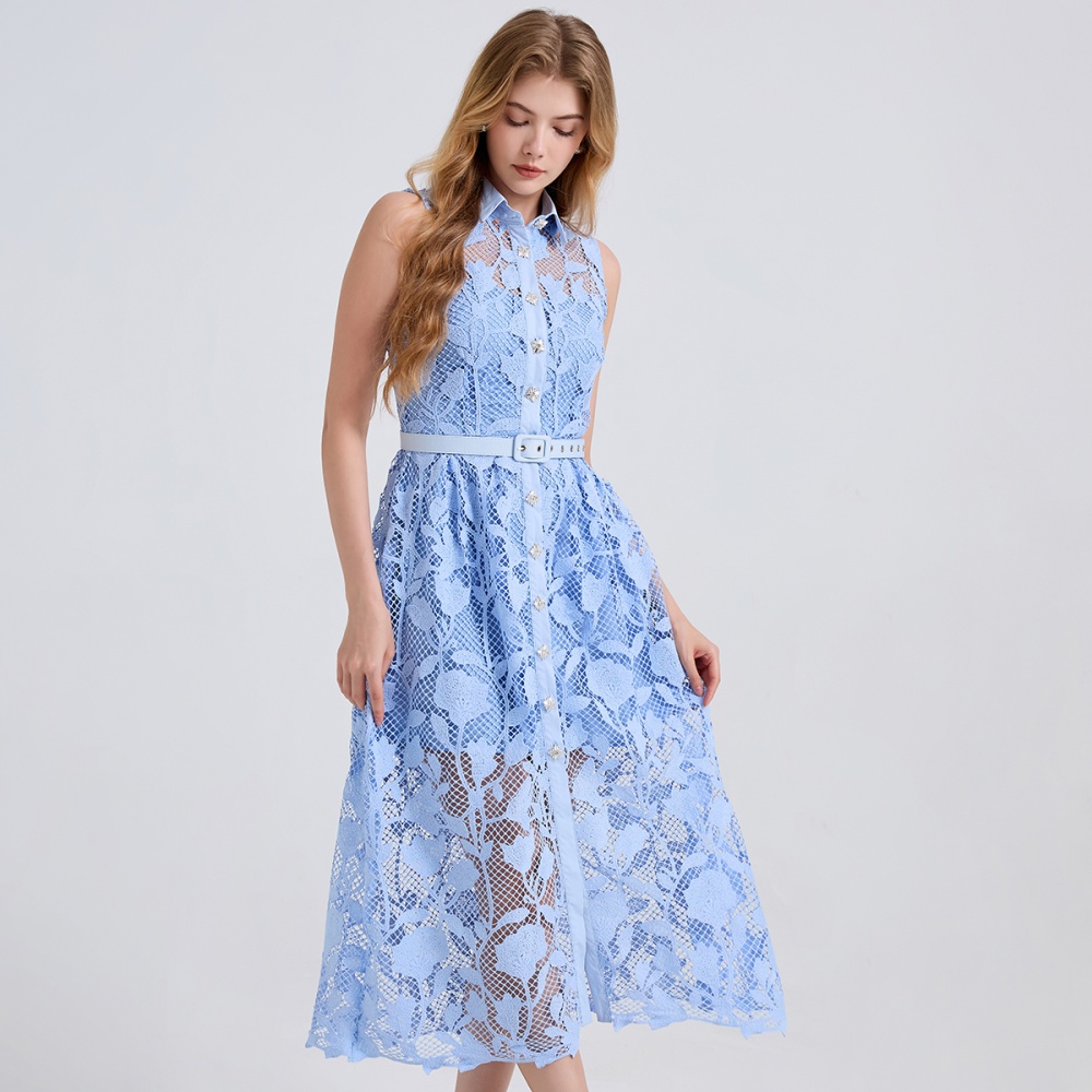 Summer pinched waist diamond A-line slim mixed colors dress