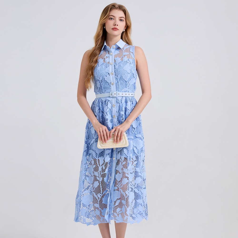Summer pinched waist diamond A-line slim mixed colors dress
