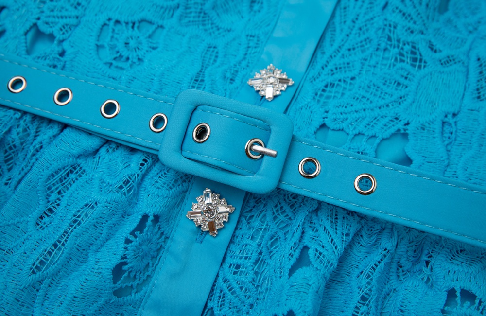 Summer slim A-line shirt collar high waist dress