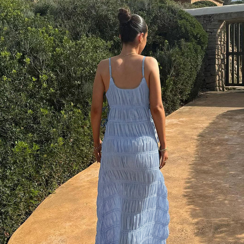 Frenum halter elegant jumpsuit V-neck pure strap dress