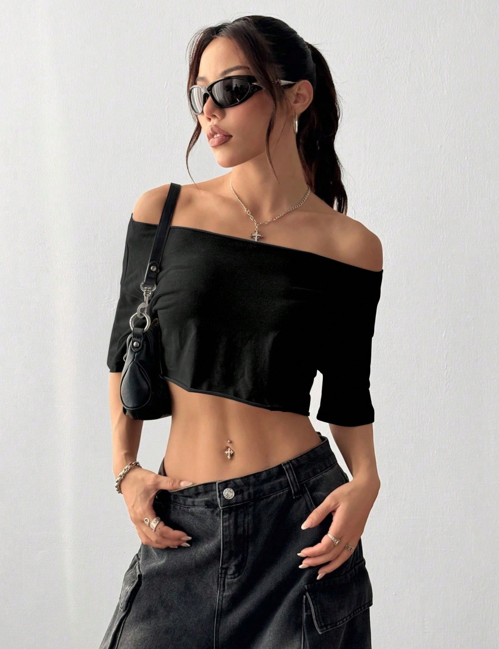 Navel strapless T-shirt spicegirl short tops