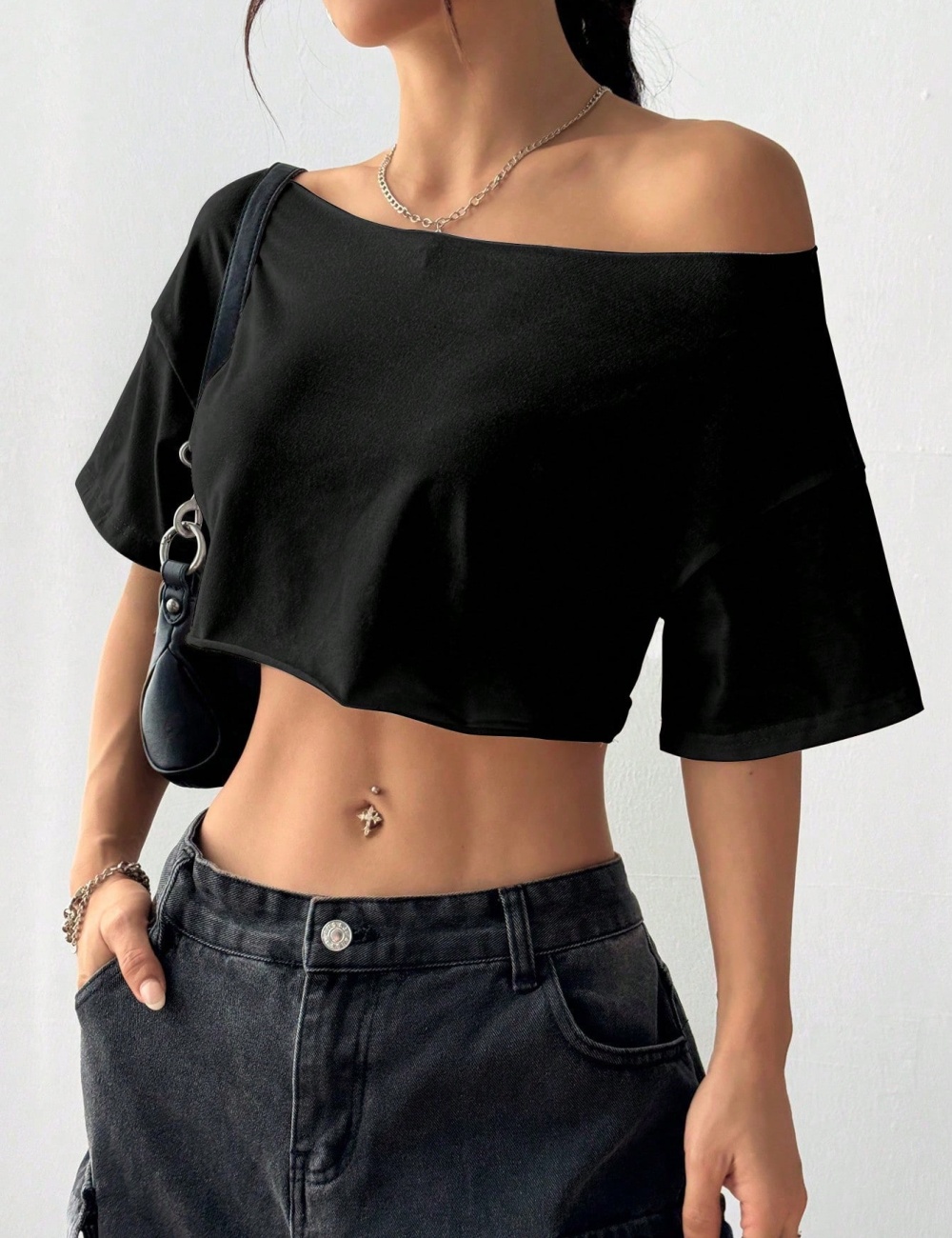 Navel strapless T-shirt spicegirl short tops