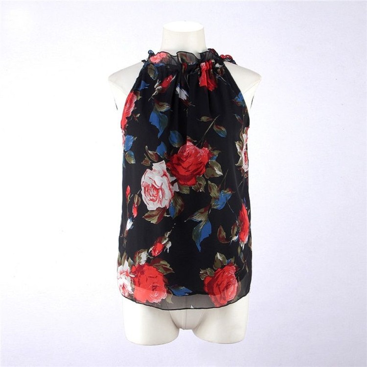 All-match printing strapless tops halter Korean style vest