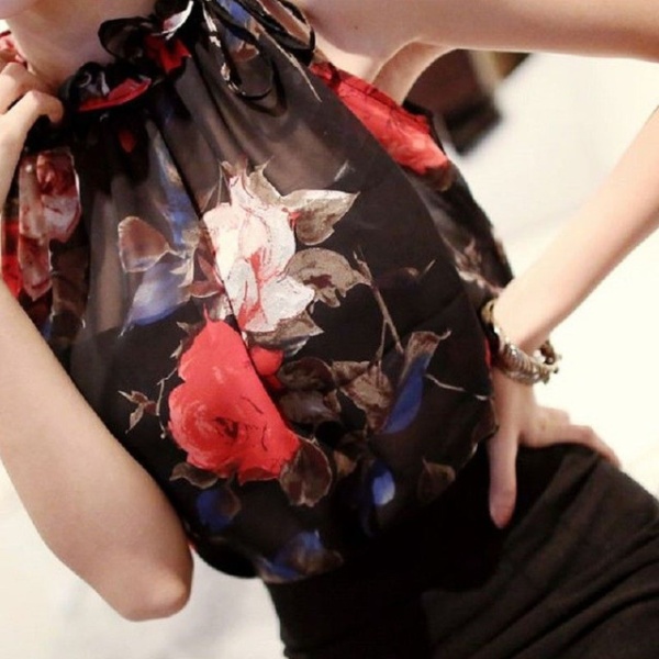 All-match printing strapless tops halter Korean style vest