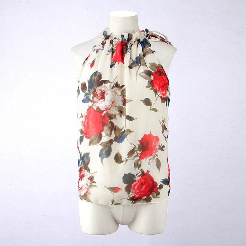 All-match printing strapless tops halter Korean style vest