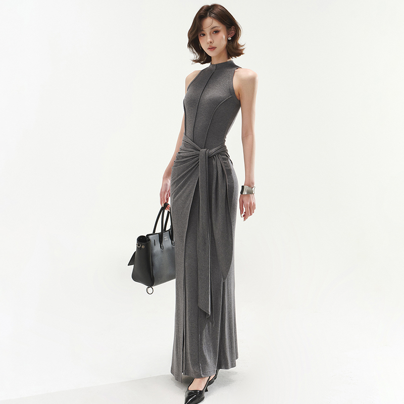 Package hip slim long dress temperament Pseudo-two dress