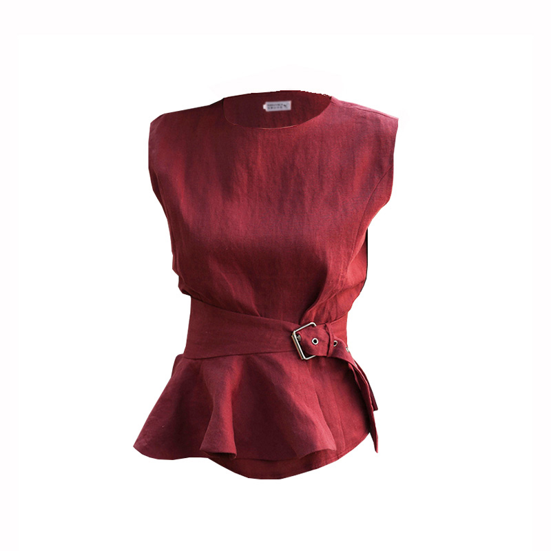 Pinched waist sleeveless tops for women