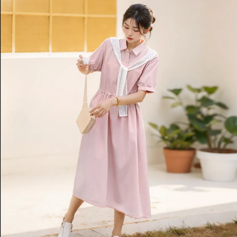 Pseudo-two large yard dress pinched waist drawstring shawl