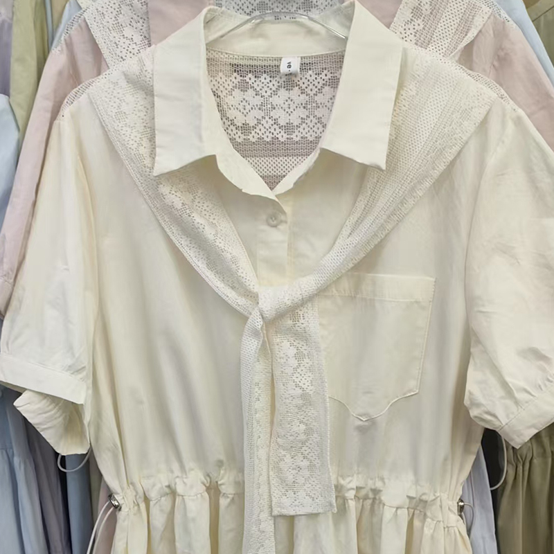 Pseudo-two large yard dress pinched waist drawstring shawl