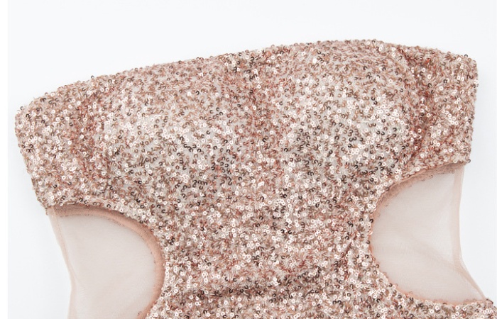 Bar sequins package hip shiny wrapped chest dress for women