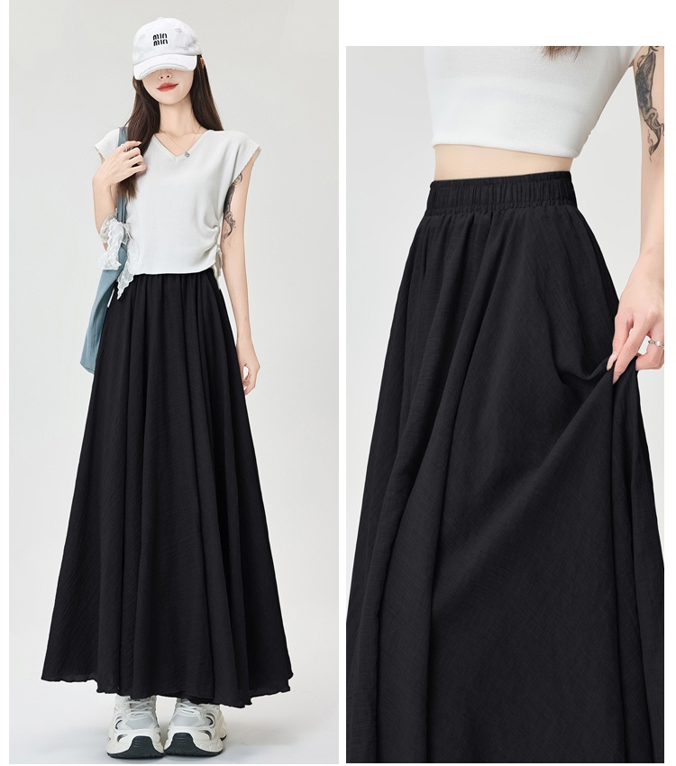 Slim A-line pleated long high waist skirt