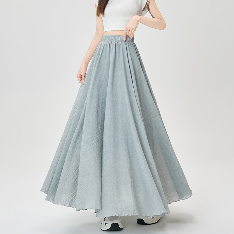 Slim A-line pleated long high waist skirt