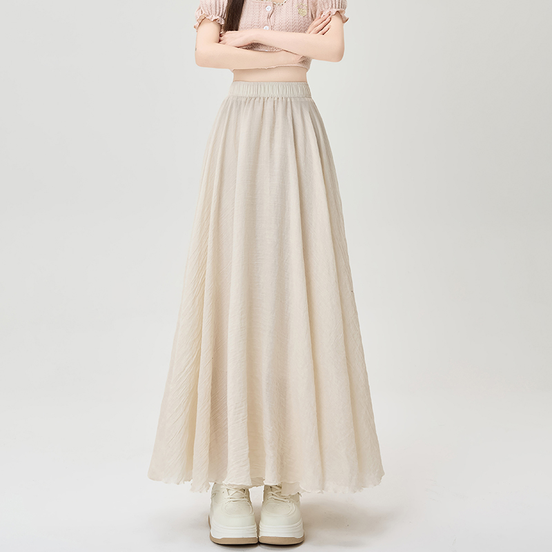 Slim A-line pleated long high waist skirt