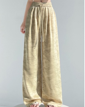 Drawstring casual pants wide leg pants for women