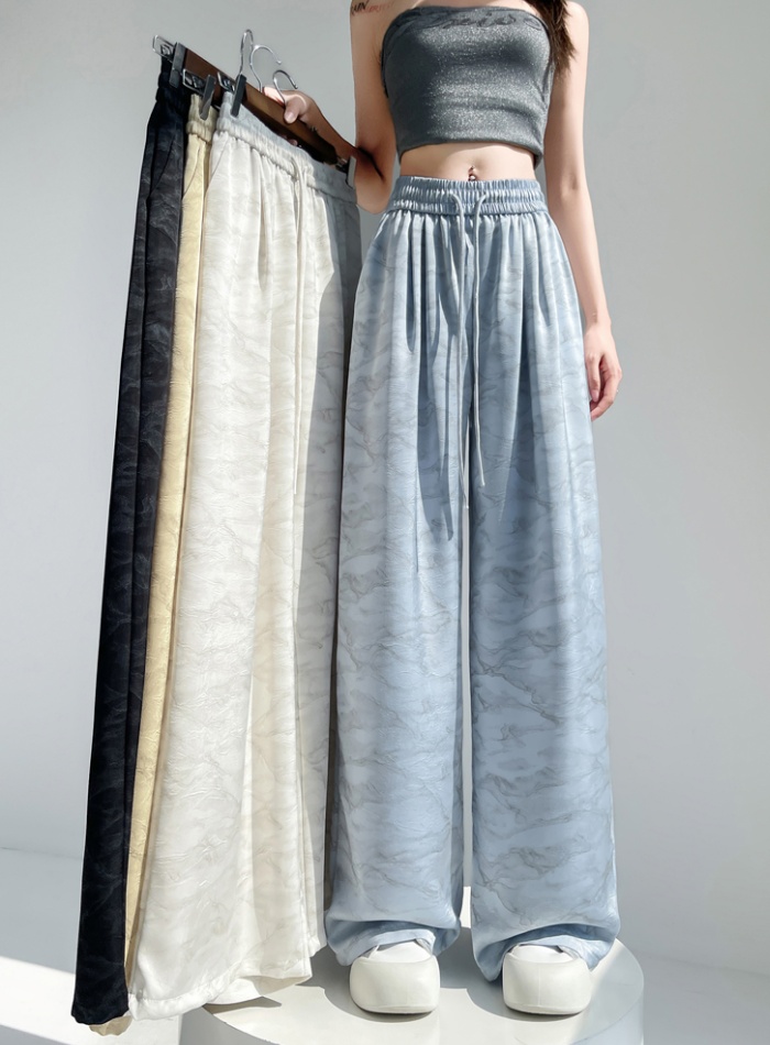 Drawstring casual pants wide leg pants for women
