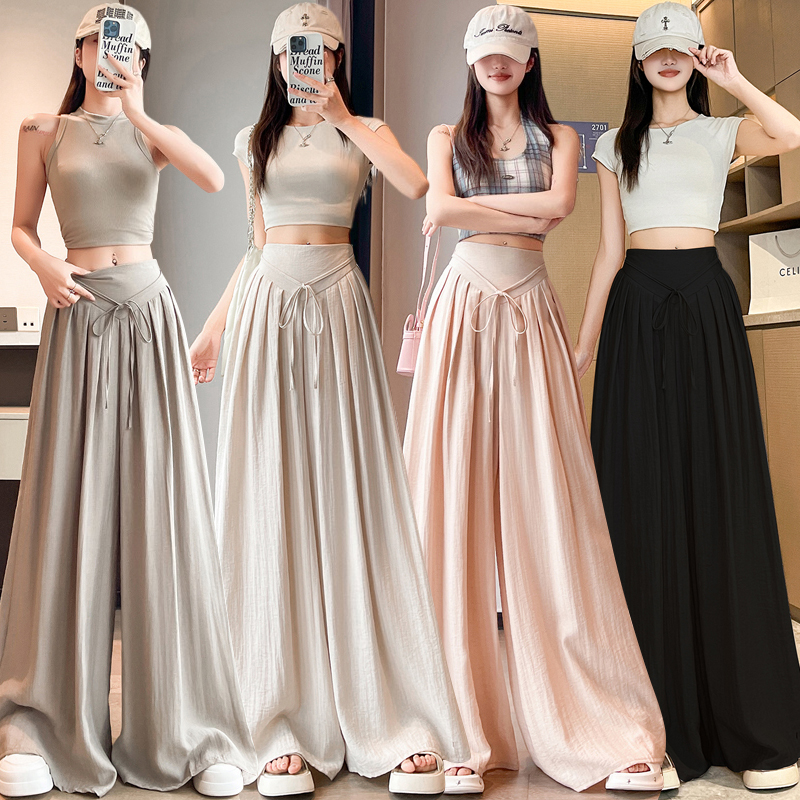 Cotton linen straight ice silk culottes for women
