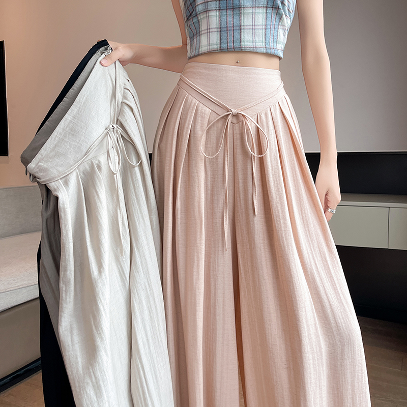 Cotton linen straight ice silk culottes for women