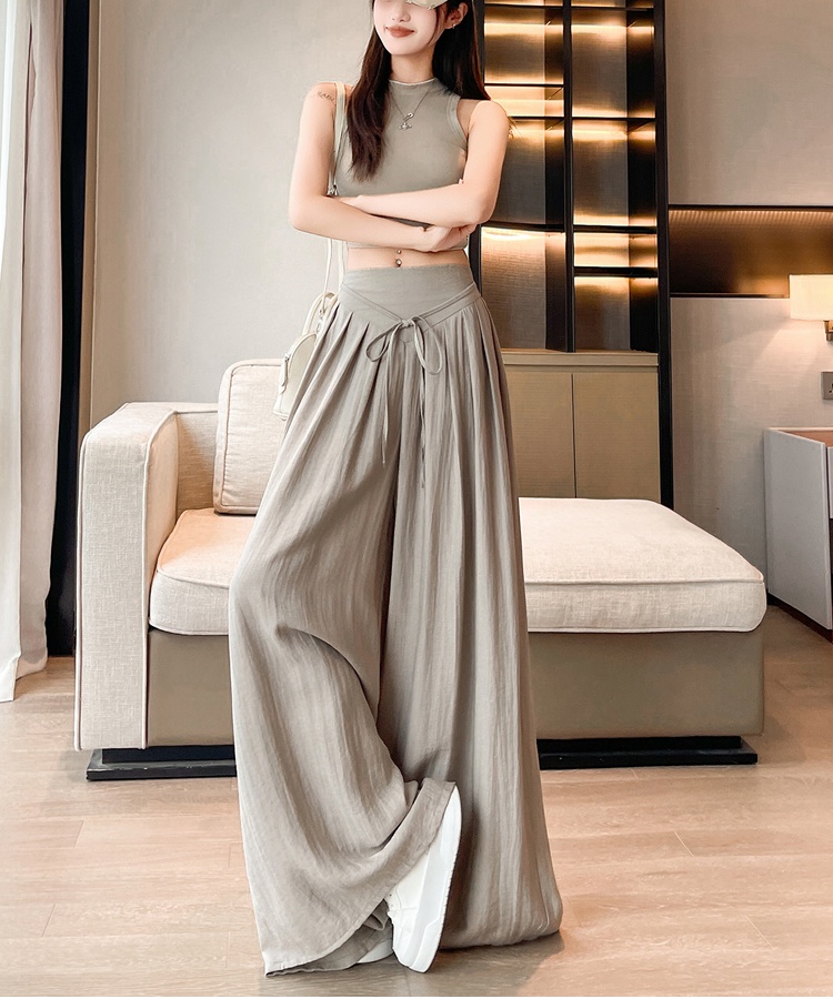 Cotton linen straight ice silk culottes for women