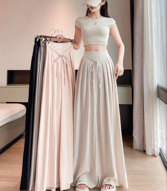 Cotton linen straight ice silk culottes for women