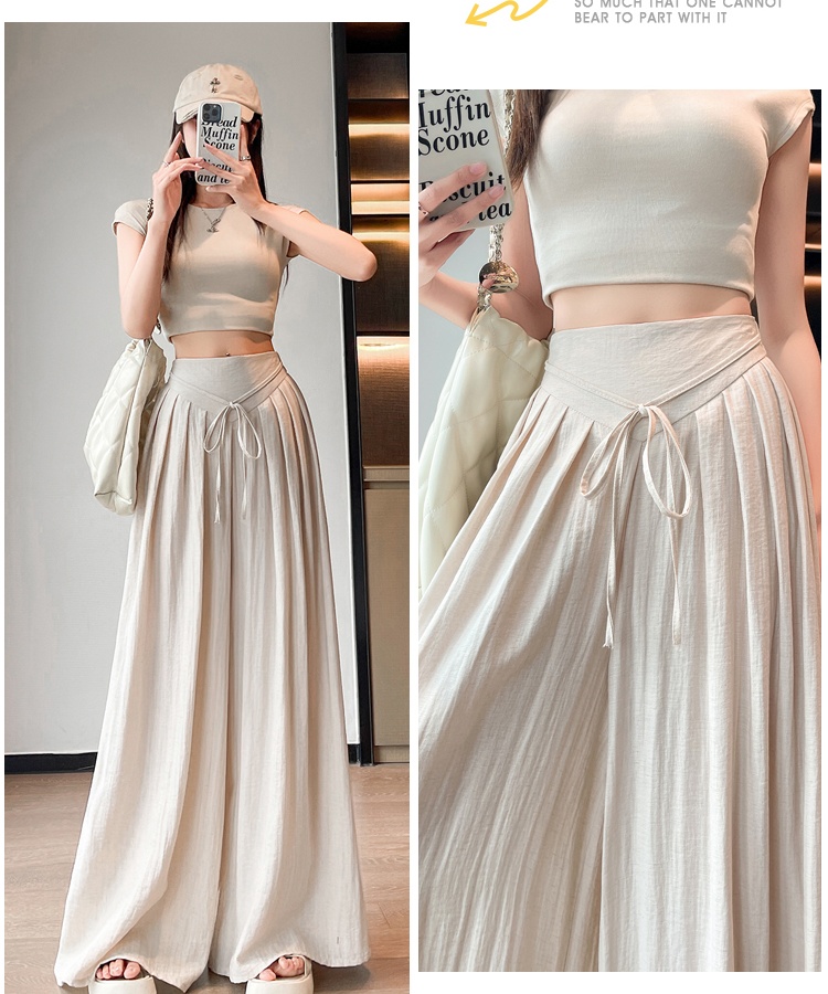 Cotton linen straight ice silk culottes for women