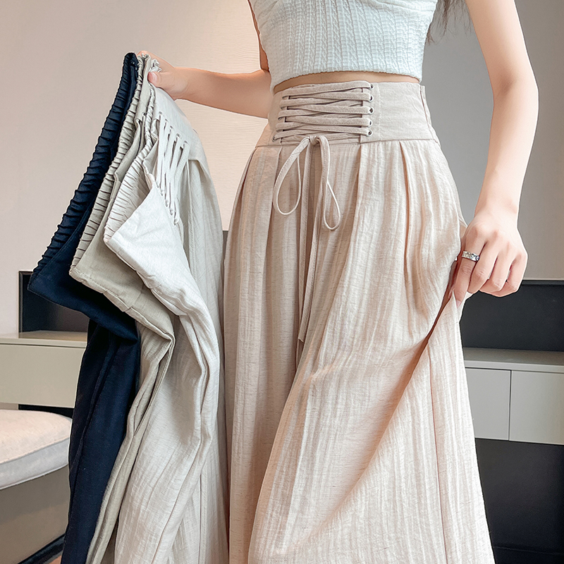 High waist culottes hold abdomen wide leg pants for women