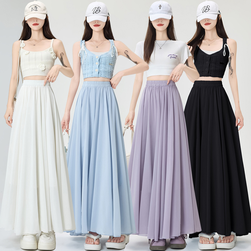 Chiffon slim summer skirt big skirt drape long skirt