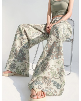 Ice silk wide leg pants lazy casual pants for women