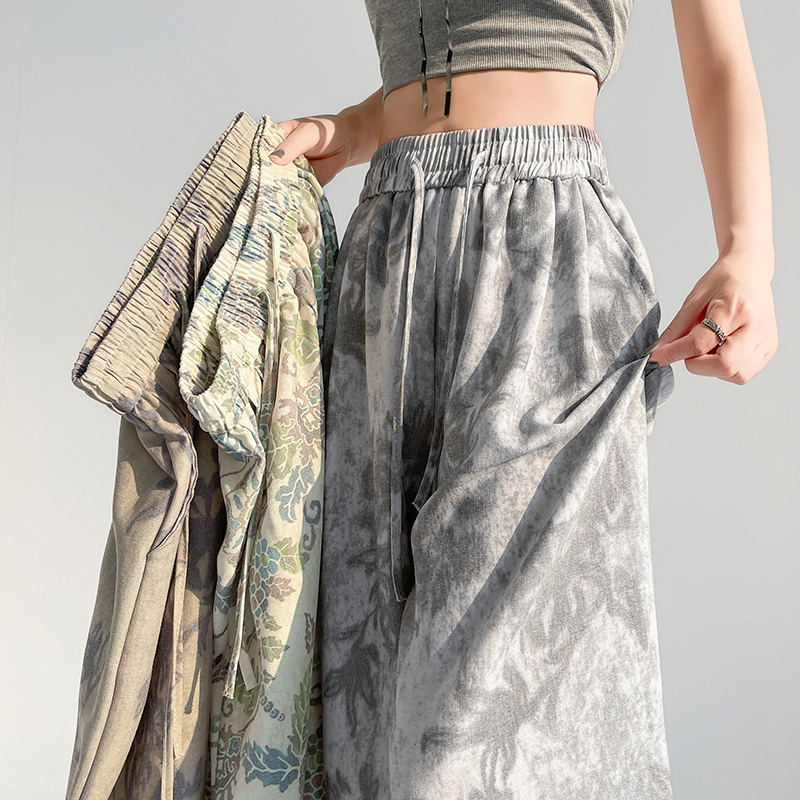 Ice silk wide leg pants lazy casual pants for women
