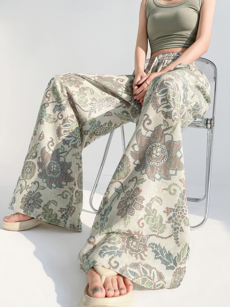 Ice silk wide leg pants lazy casual pants for women