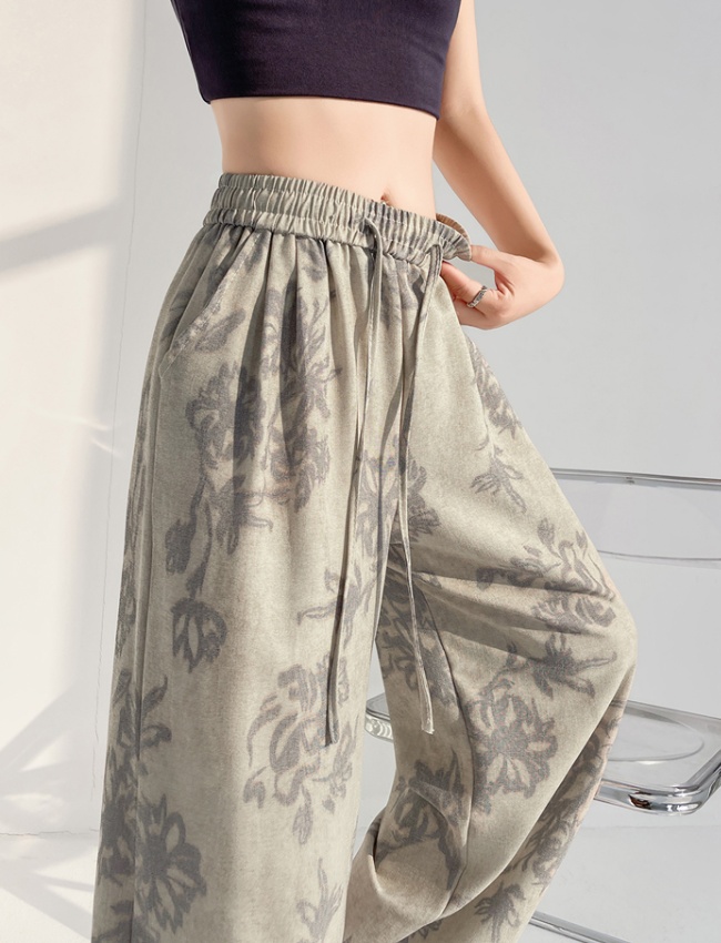 Ice silk wide leg pants lazy casual pants for women