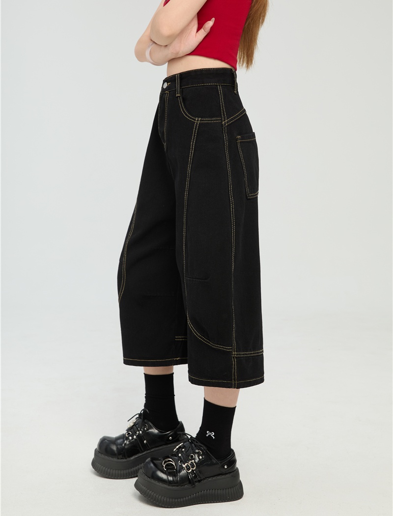 Retro summer jeans loose American style cropped pants