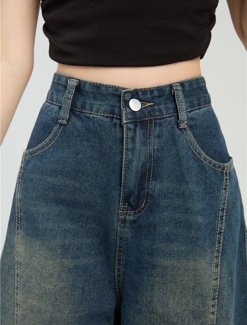 Retro summer jeans loose American style cropped pants