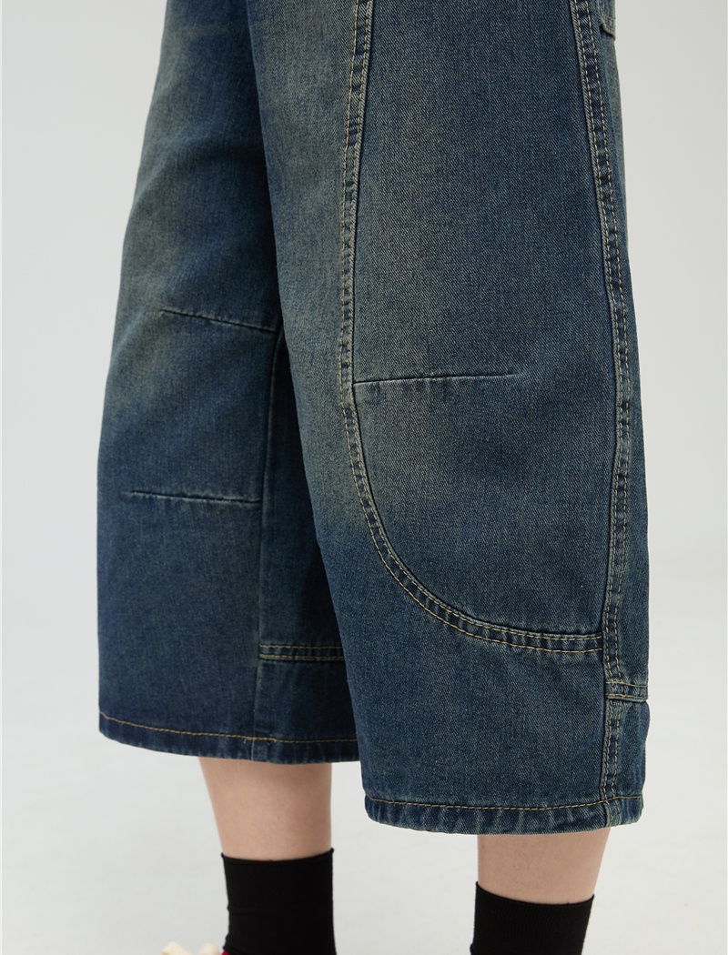 Retro summer jeans loose American style cropped pants