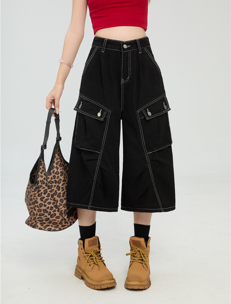 Loose work clothing American style cropped pants for men