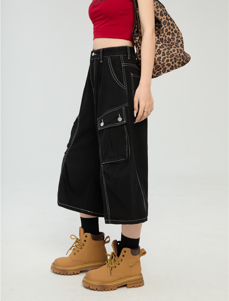 Loose work clothing American style cropped pants for men