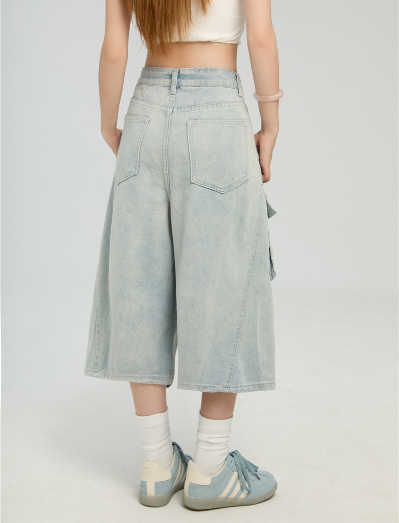 Loose work clothing American style cropped pants for men