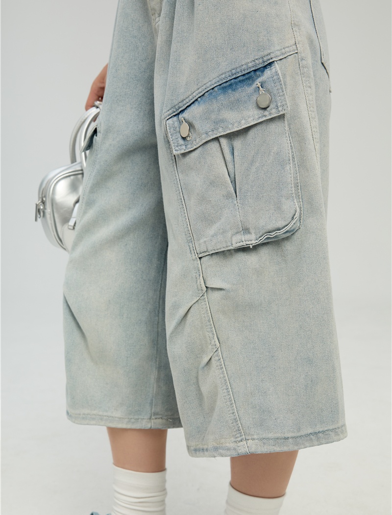 Loose work clothing American style cropped pants for men
