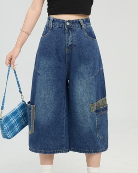 Loose short jeans cropped pants for women